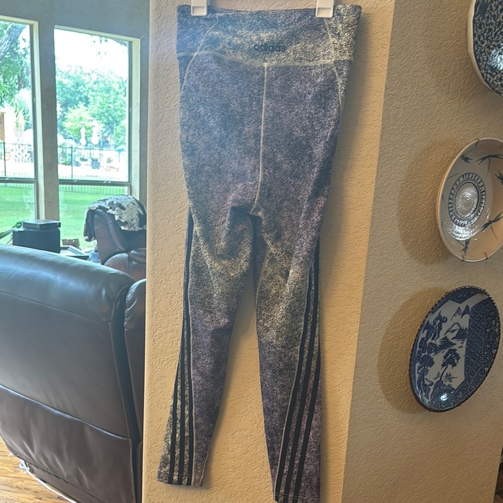 Adidas Heathered Purple and Gray Leggings